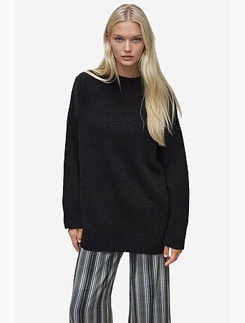 Pull long à col ras du cou en tricot épais hiccup