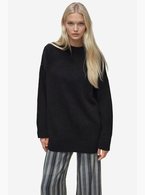 Pull long à col ras du cou en tricot épais hiccup - Kiabi