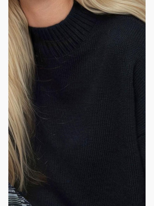 Pull long à col ras du cou en tricot épais hiccup - Kiabi