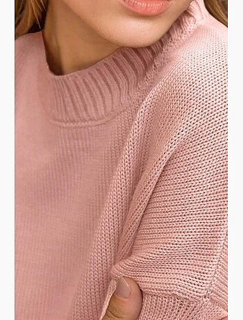 Pull long à col ras du cou en tricot épais hiccup