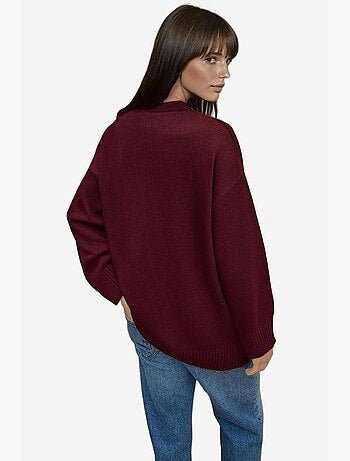 Pull long à col ras du cou en tricot épais hiccup