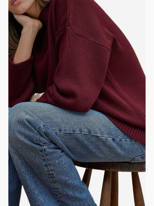 Pull long à col ras du cou en tricot épais hiccup - Kiabi