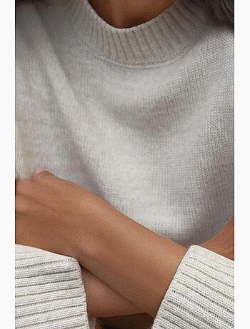 Pull long à col ras du cou en tricot épais hiccup