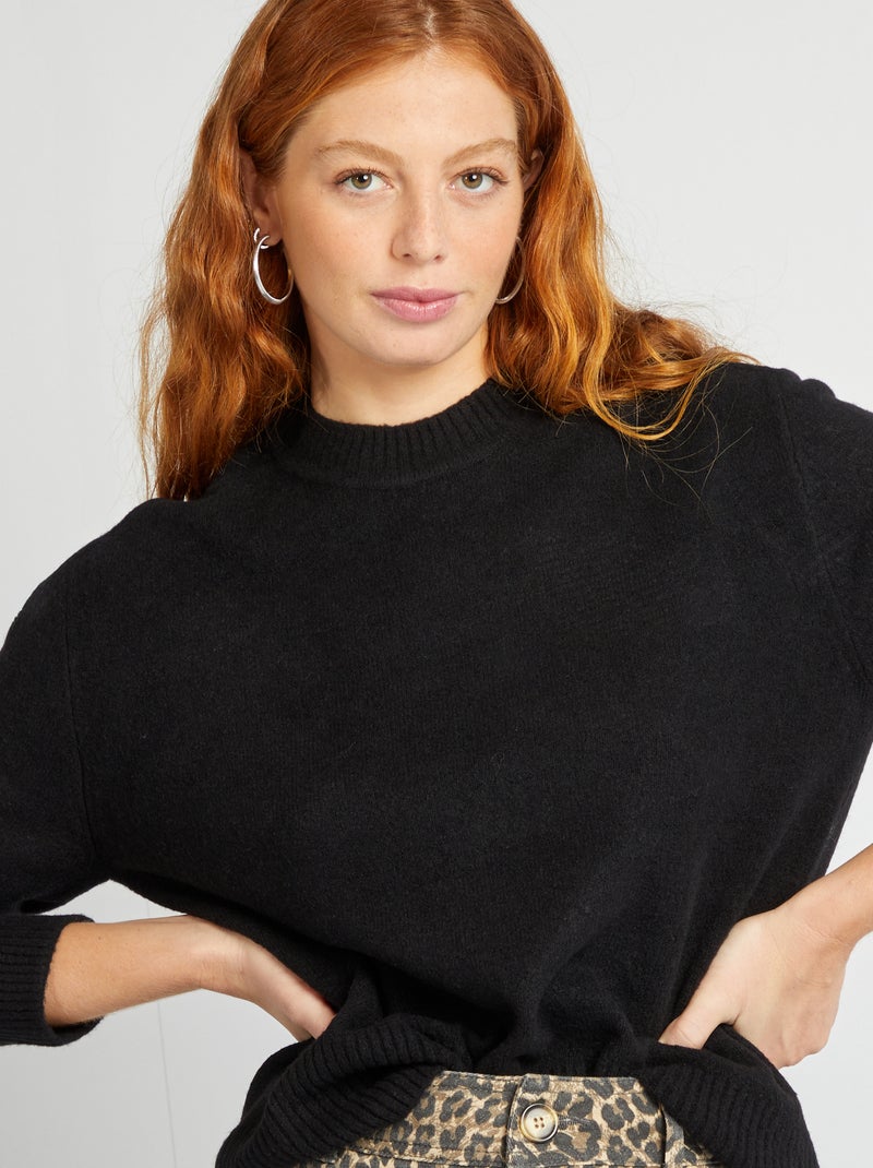 Pull long à col rond - noir - Femme - 5.40€ - Kiabi