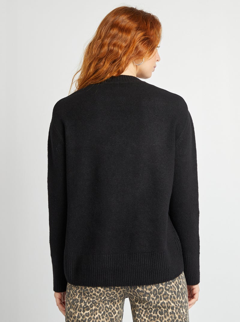 Pull long à col rond - noir - Femme - 5.40€ - Kiabi