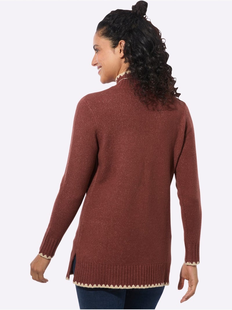 Pull long chiné - taille standard - witt Marron - Kiabi