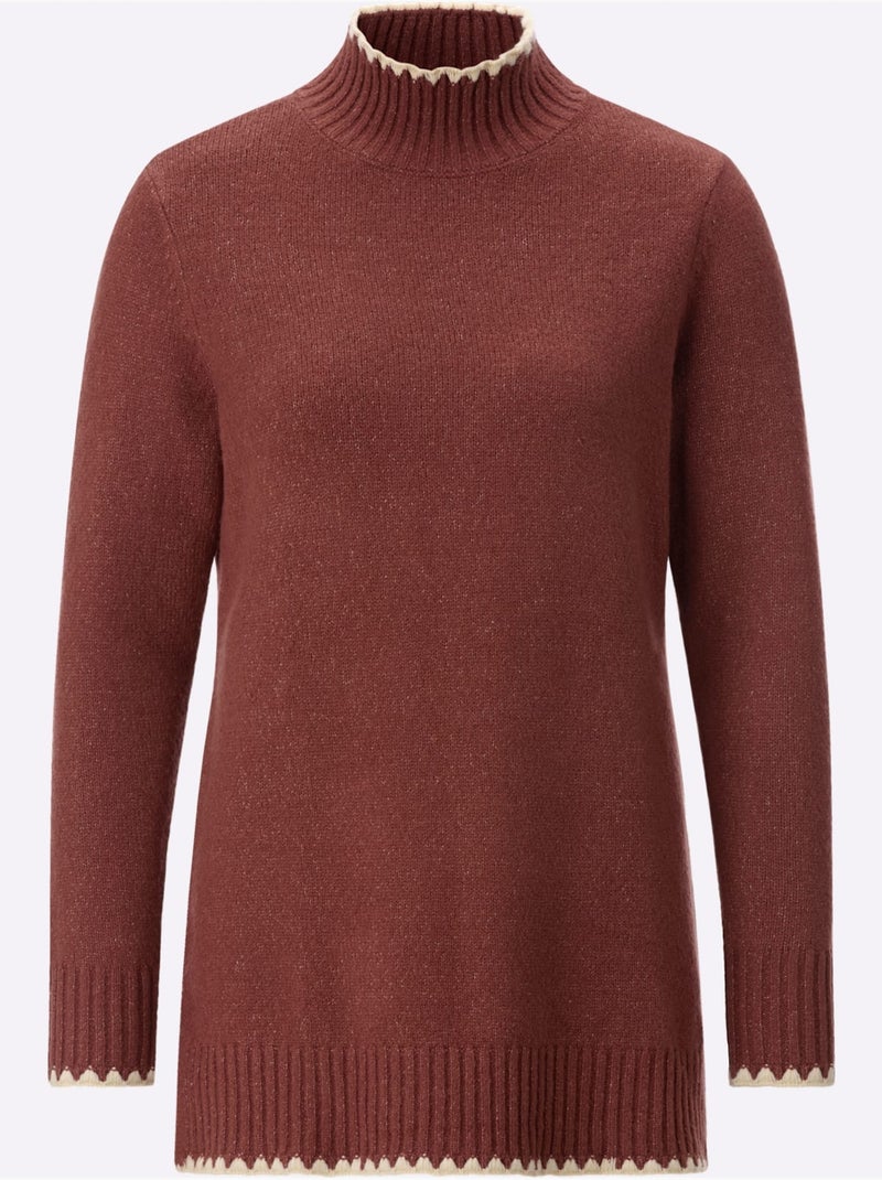 Pull long chiné - taille standard - witt Marron - Kiabi