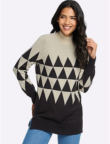 Pull Long Col Montant Tendance - Taille Standard - Moda Vilona
