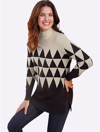Pull Long Col Montant Tendance - Taille Standard - Moda Vilona