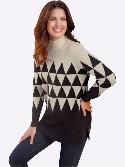 Pull Long Col Montant Tendance - Taille Standard - Moda Vilona - Kiabi