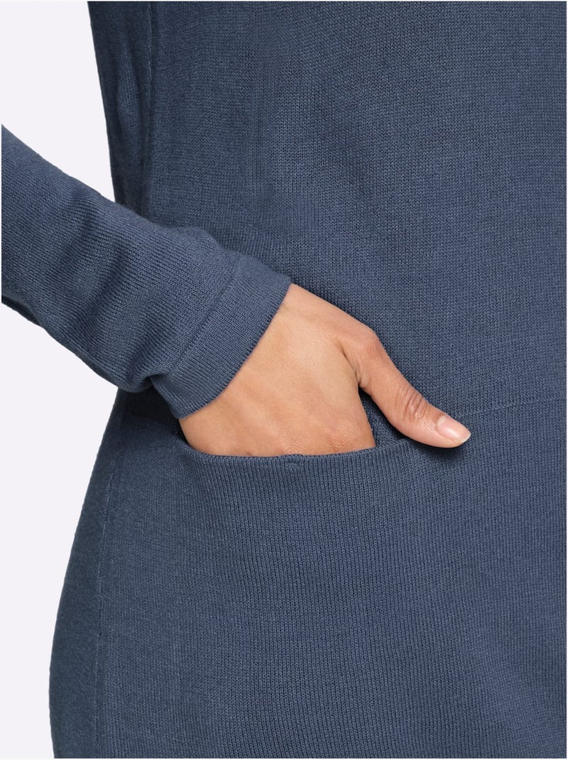 Pull long coupe en a - taille standard - moda vilona Bleu gris - Kiabi