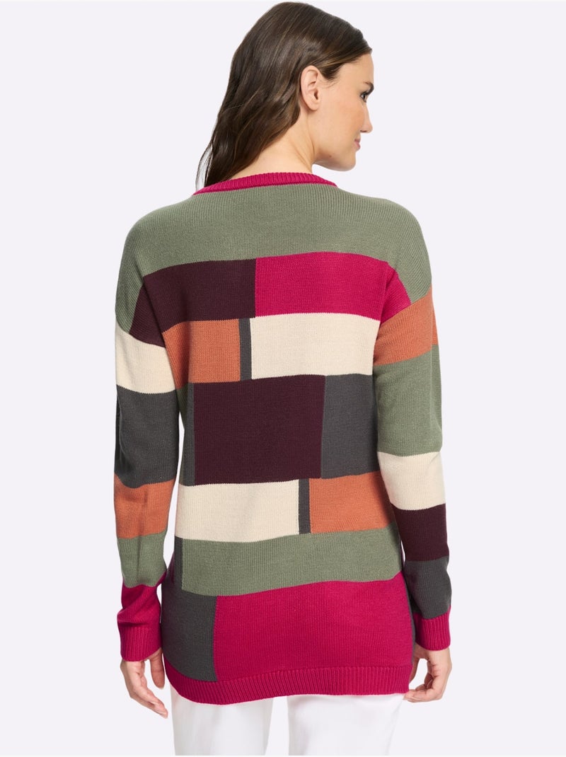 Pull Long Doux Comme Du Cachemire - Taille Courte - Moda Vilona Kaki - Kiabi