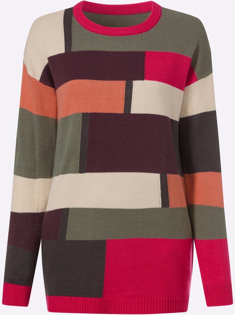 Pull Long Doux Comme Du Cachemire - Taille Courte - Moda Vilona Kaki - Kiabi