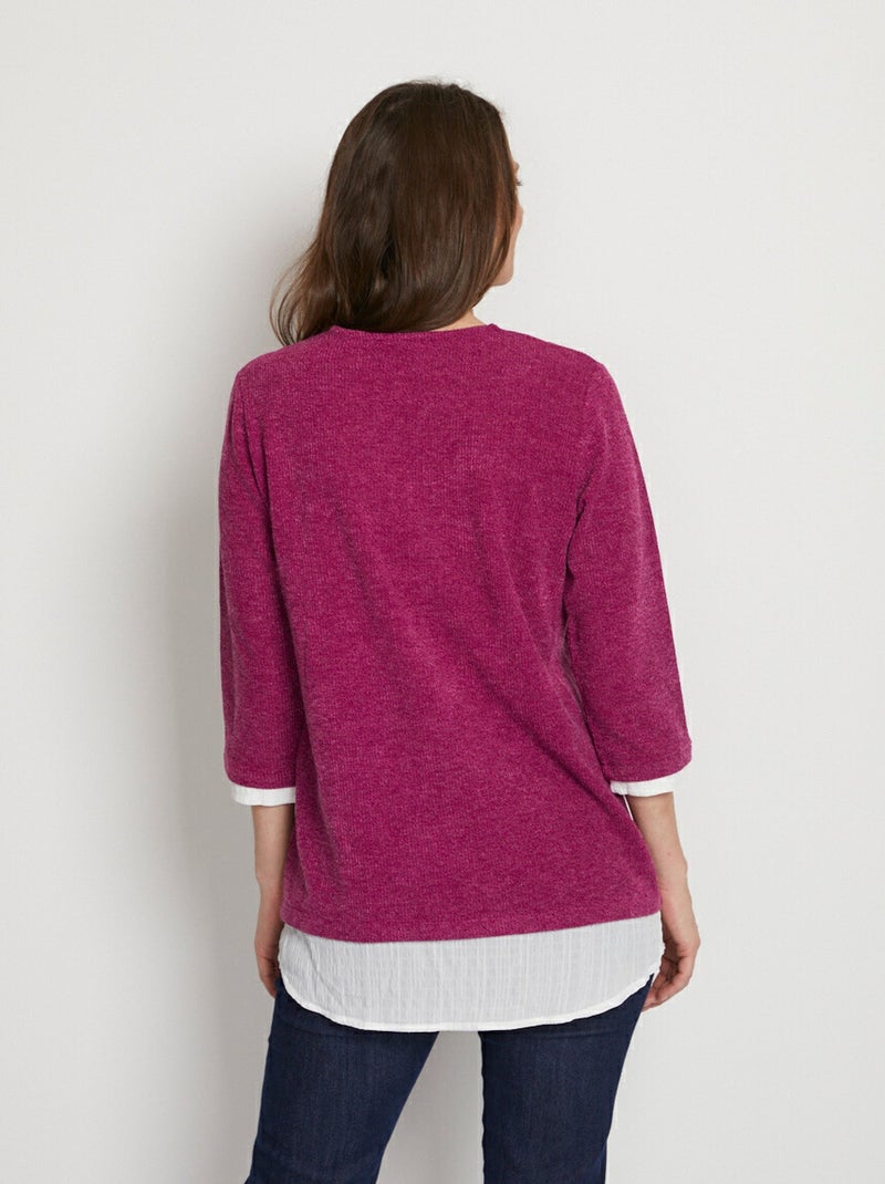 Pull long effet 2 en 1 - Afibel Rose fushia - Kiabi