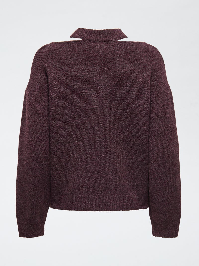 Pull long en maille 'JDY' Rouge - Kiabi