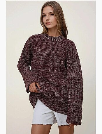 Pull long en maille texturée coupe décontractée hiccup
