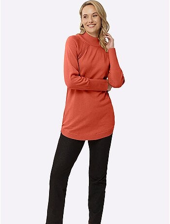 Pull Long Pur Coton - Taille Standard - Moda Vilona