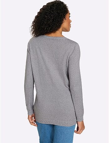 Pull long finitions côtelées - taille standard - moda vilona