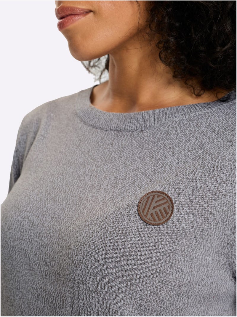 Pull long finitions côtelées - taille standard - moda vilona Gris chiné - Kiabi