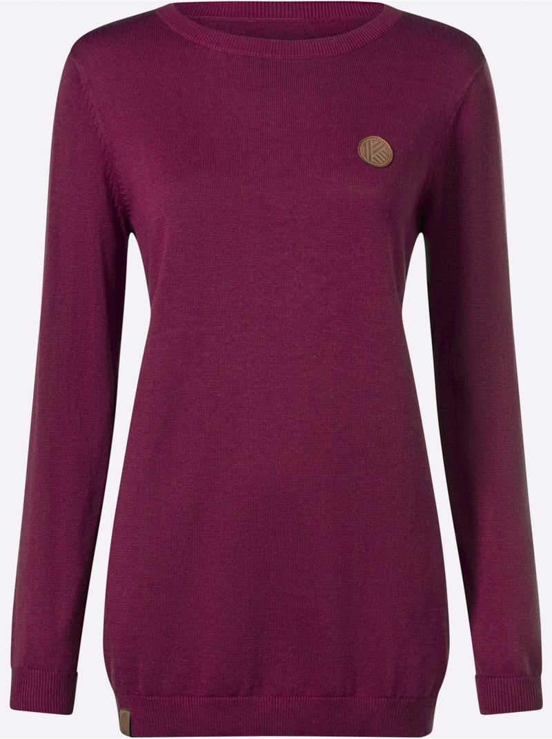 Pull long finitions côtelées - taille standard - moda vilona Mauve - Kiabi