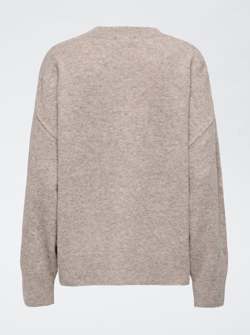 Pull long 'JDY' col rond Beige - Kiabi