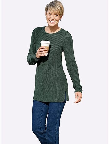 Pull long joli aspect côtelé - taille standard - moda vilona