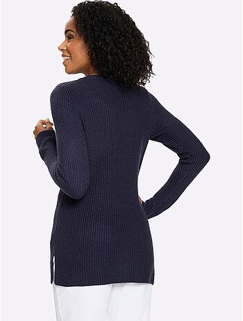 Pull long joli aspect côtelé - taille standard - moda vilona