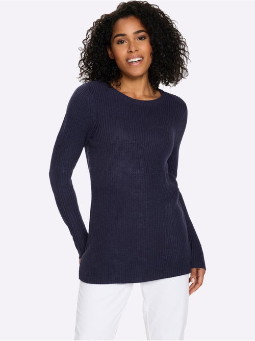 Pull long joli aspect côtelé - taille standard - moda vilona - Kiabi Pull long joli aspect côtelé - taille standard - moda vilona - Kiabi