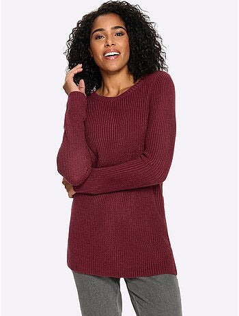 Pull long joli aspect côtelé - taille standard - moda vilona