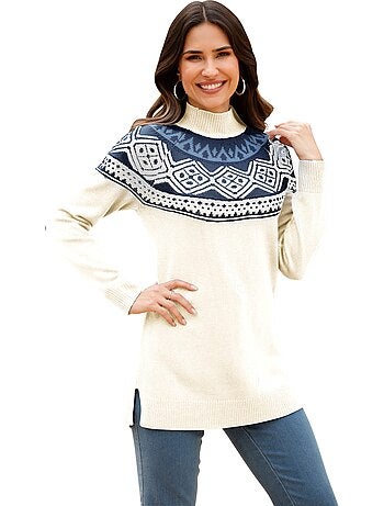 Pull Long Joli Motif Norvégien - Taille Standard - Moda Vilona