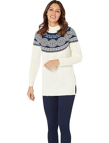 Pull Long Joli Motif Norvégien - Taille Standard - Moda Vilona
