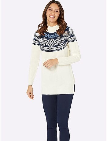 Pull Long Joli Motif Norvégien - Taille Standard - Moda Vilona