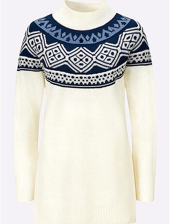 Pull Long Joli Motif Norvégien - Taille Standard - Moda Vilona