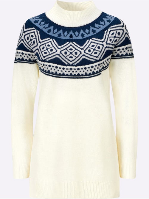 Pull Long Joli Motif Norvégien - Taille Standard - Moda Vilona - Kiabi