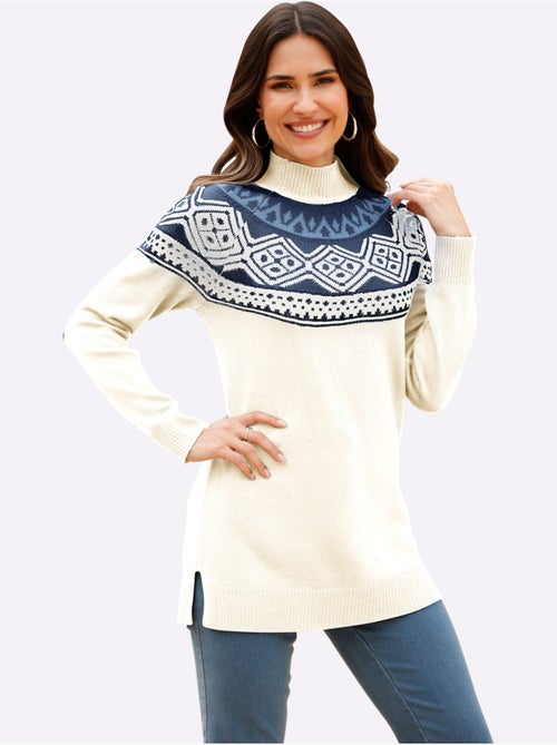 Pull Long Joli Motif Norvégien - Taille Standard - Moda Vilona - Kiabi
