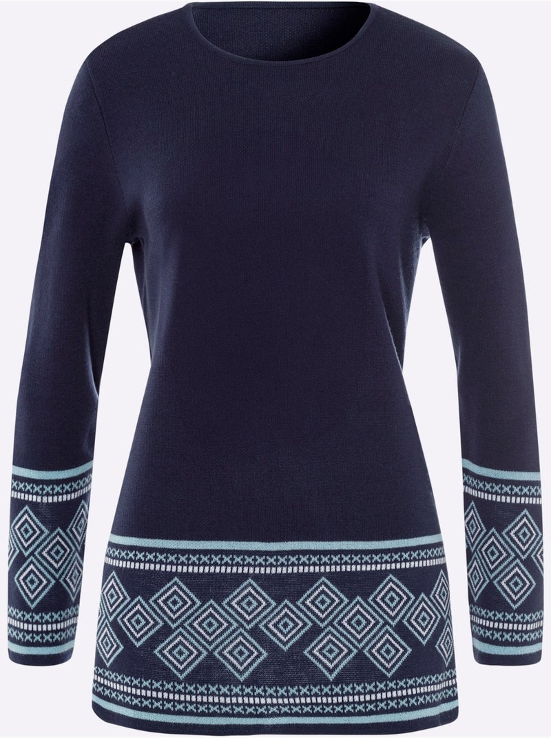 Pull long jolie coupe longue moderne - taille standard - moda vilona Bleu marine - Kiabi