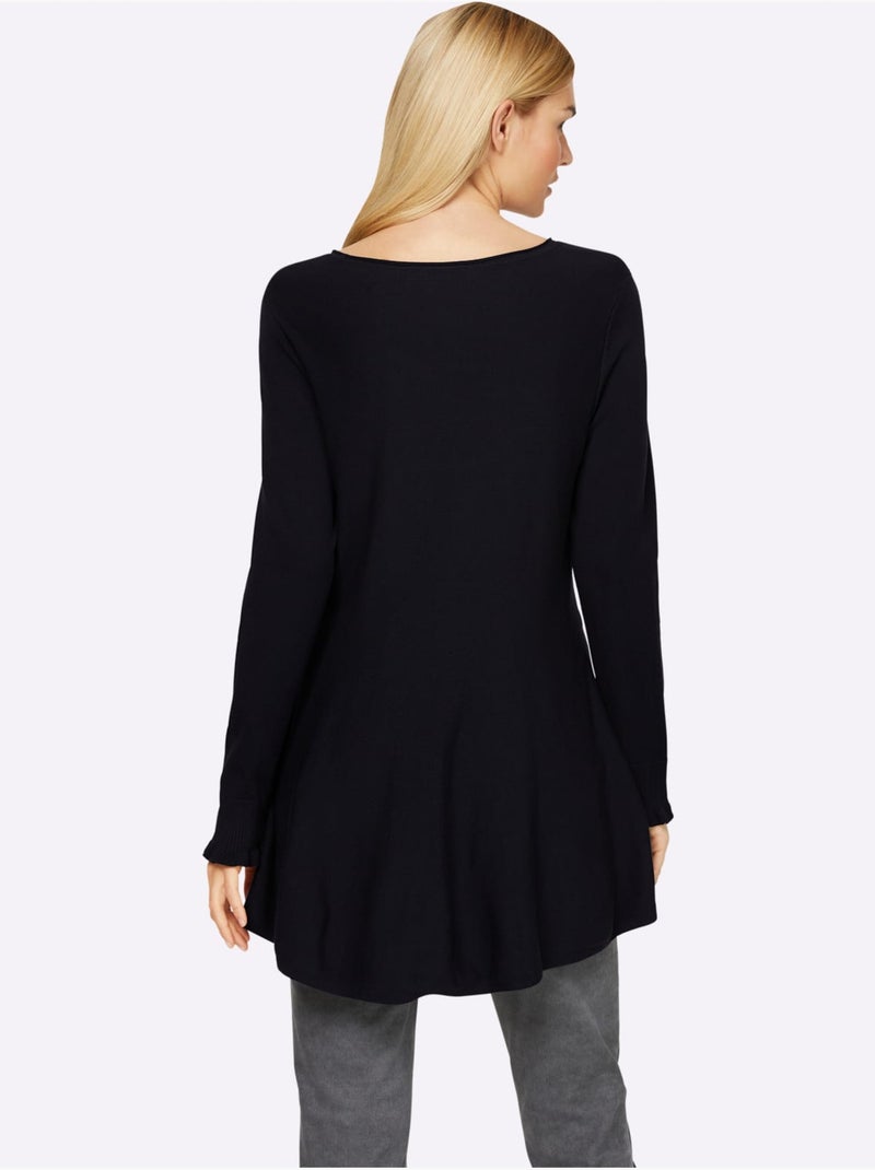 Pull Long Légèrement évasé - Taille Standard - Helline Bleu marine - Kiabi