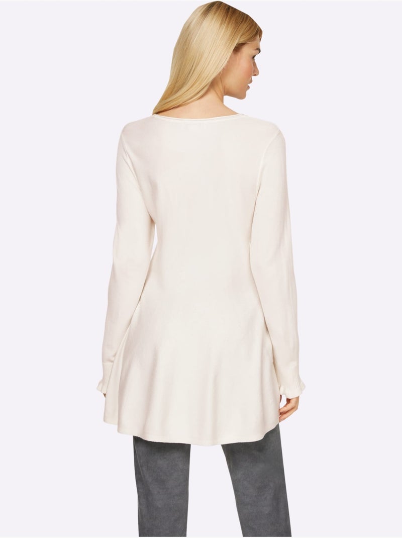 Pull Long Légèrement évasé - Taille Standard - Helline Ecru - Kiabi