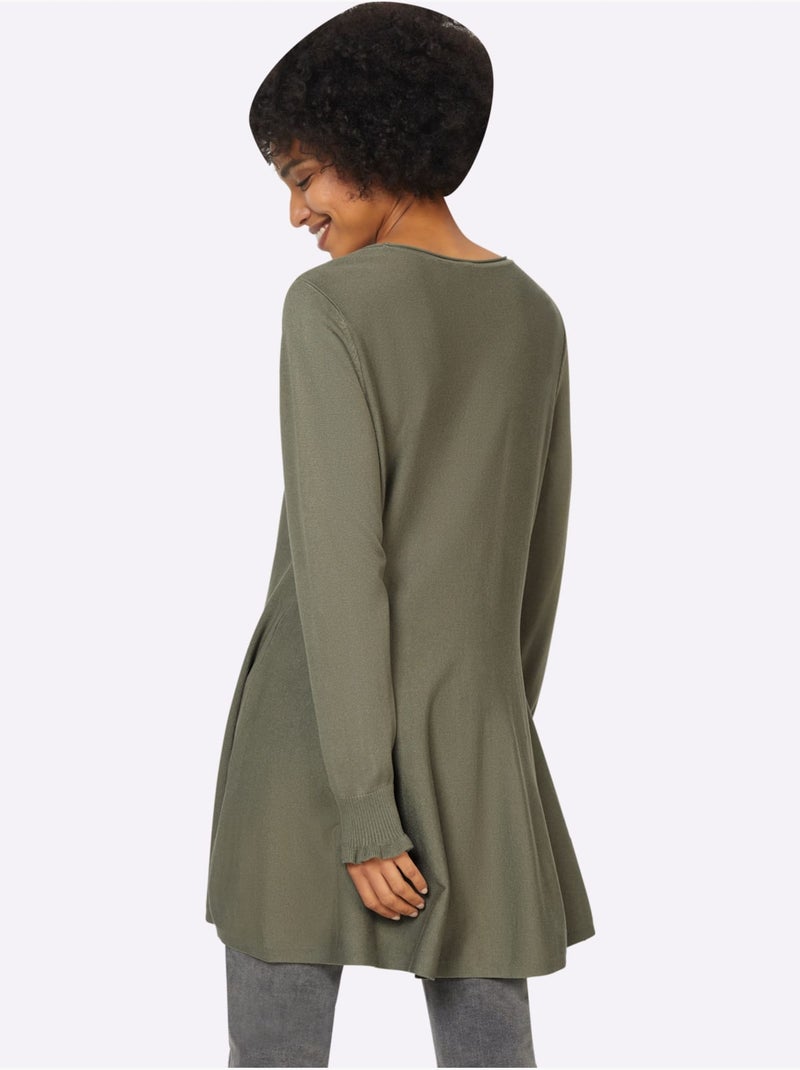 Pull Long Légèrement évasé - Taille Standard - Helline Kaki - Kiabi