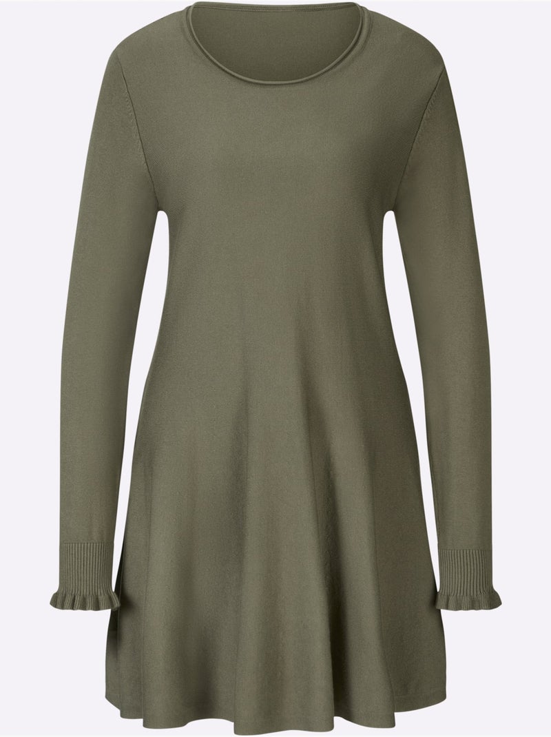 Pull Long Légèrement évasé - Taille Standard - Helline Kaki - Kiabi