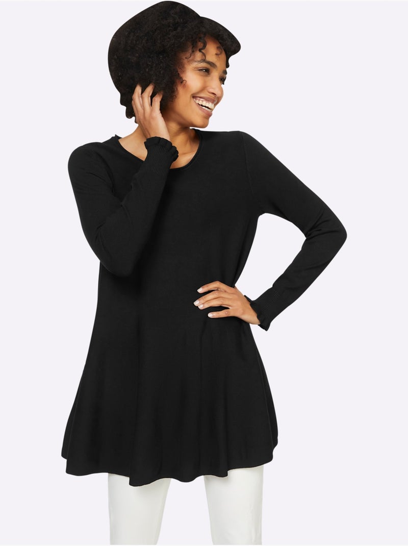Pull Long Légèrement évasé - Taille Standard - Helline Noir - Kiabi
