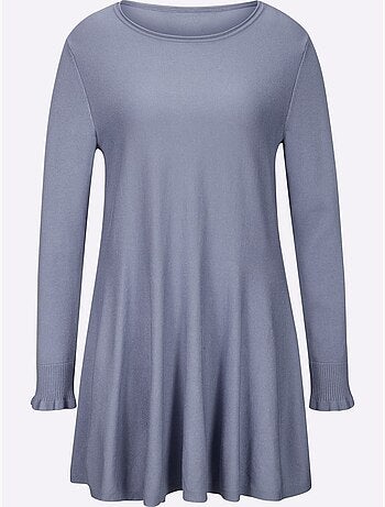 Pull long légèrement évasé en tricot fin avec col rond - Taille standard - Helline