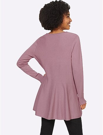 Pull long légèrement évasé en tricot fin avec col rond - Taille standard - Helline