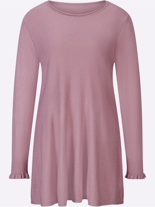 Pull long légèrement évasé en tricot fin avec col rond - taille standard - helline - Kiabi Pull long légèrement évasé en tricot fin avec col rond - taille standard - helline - Kiabi