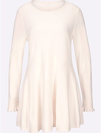 Pull long légèrement évasé en tricot fin avec col rond - Taille standard - Helline