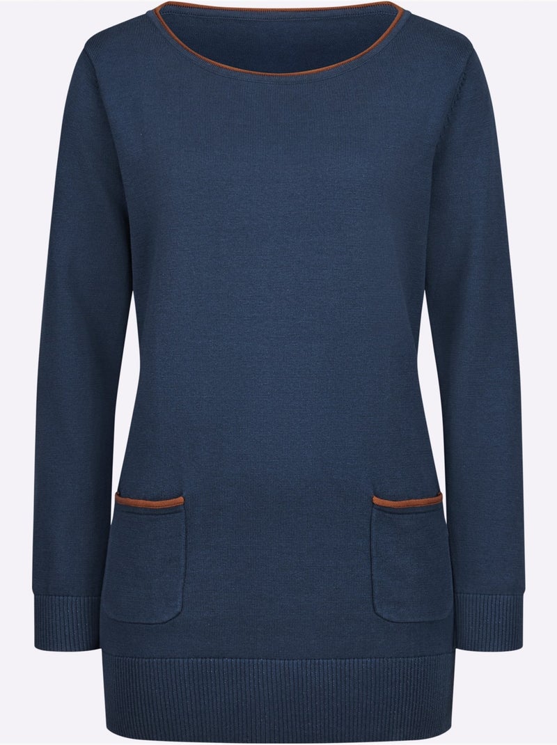 Pull Long Longueur Amovible - Taille Standard - Moda Vilona Bleu foncé - Kiabi
