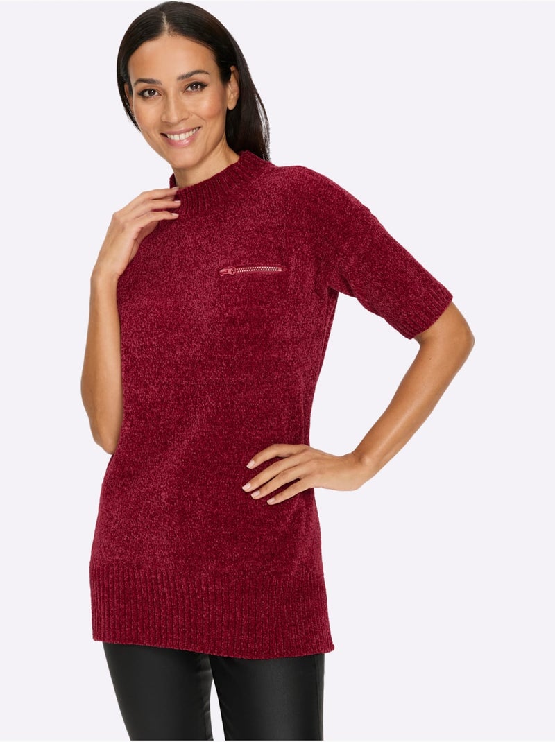 Pull Long Maille Chenille Douce - Taille Standard - Helline Cerise - Kiabi