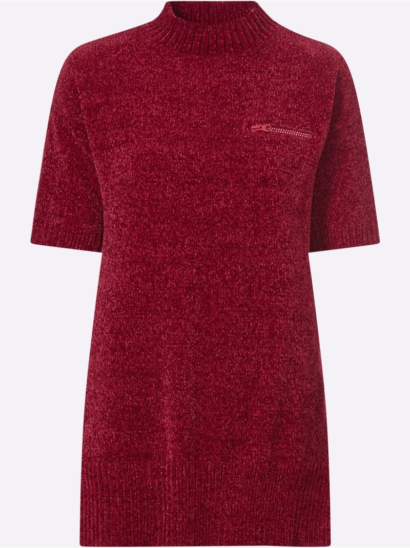 Pull Long Maille Chenille Douce - Taille Standard - Helline Cerise - Kiabi