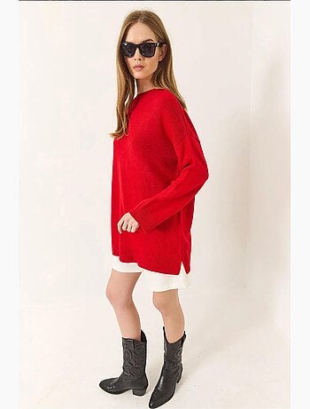 Pull long oversize à col rond lucci