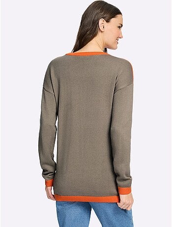 Pull long pull tendance en mélange de cotons doux - taille standard - moda vilona